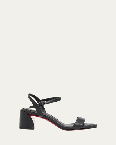 Christian Louboutin 55mm Jane Leather Ankle-strap Sandals In Black