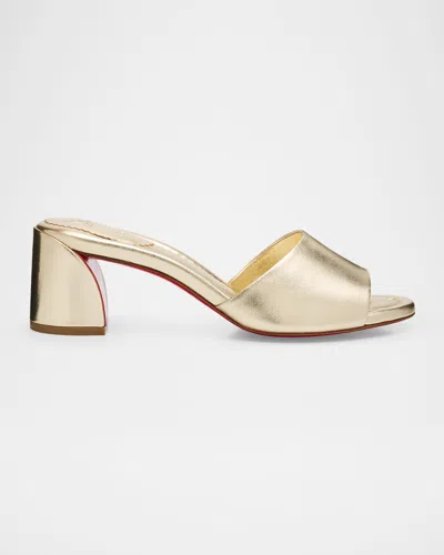 Christian Louboutin 55mm Jane Metallic Nappa Leather Mules In Gold