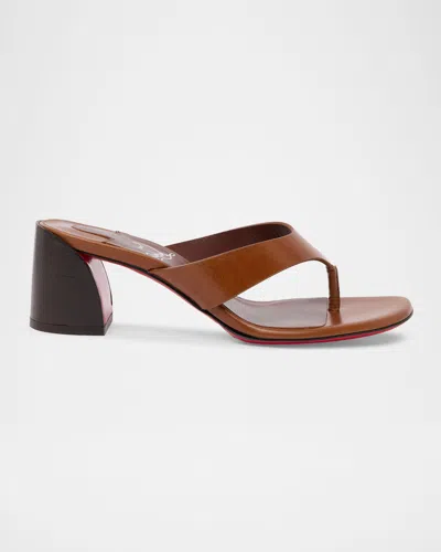 Christian Louboutin 55mm Janetonga Leather Block-heel Sandals In Multi