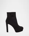 Christian Louboutin Loo Suede Red Sole Ankle Booties In Black