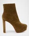Christian Louboutin 55mm Loo Suede Ankle Booties In Brown