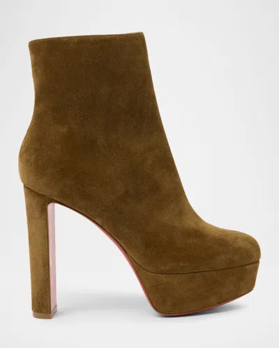 Christian Louboutin 55mm Loo Suede Ankle Booties In Brown
