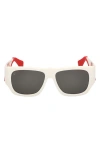 Christian Louboutin 57mm Loubishark Square Sunglasses In White