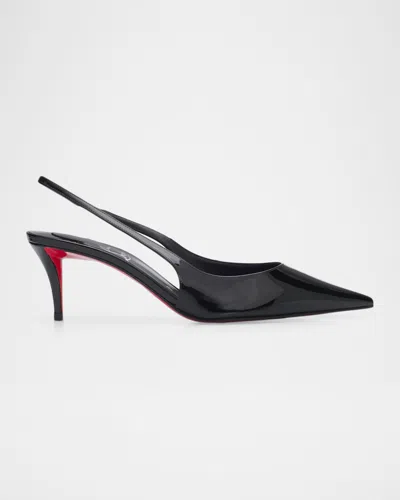 Christian Louboutin 60mm Miss Z Patent Leather Slingback Pumps In Black