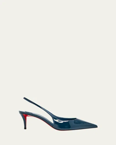 Christian Louboutin 60mm Miss Z Patent Leather Slingback Pumps In Blue