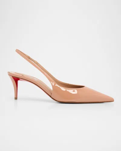 Christian Louboutin 60mm Miss Z Patent Leather Slingback Pumps In Blush
