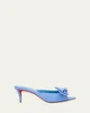 Christian Louboutin Mulazee Bow-embellished Crepe De Chine Mules In Blue