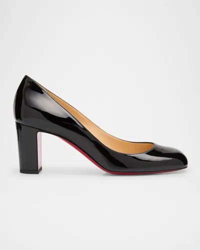 Christian Louboutin 70mm Cadrilla Patent Block-heel Pumps In Black