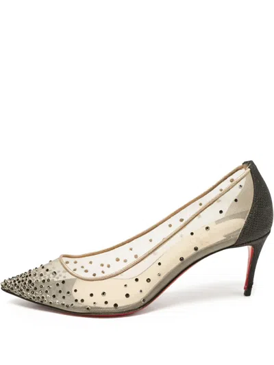 Pre-owned Christian Louboutin 70mm Follies Beaded Pumps