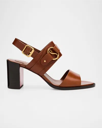 Christian Louboutin 70mm Her In Roma Leather Block-heel Sandals In Brown