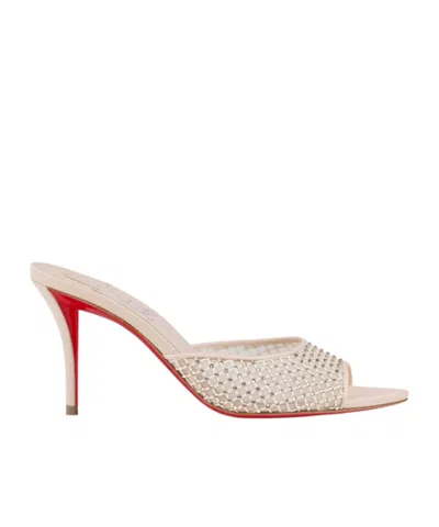 Christian Louboutin 80mm Apostropha Mules In Neutral