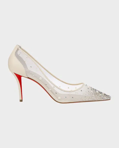 Christian Louboutin 80mm Miss Z Degrastra Embellished Mesh Pumps In White