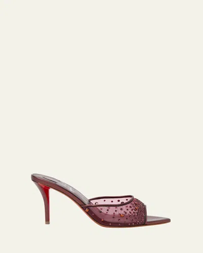 Christian Louboutin 80mm Miss Z Embellished Mesh And Metallic Leather Mule Pumps In Pink