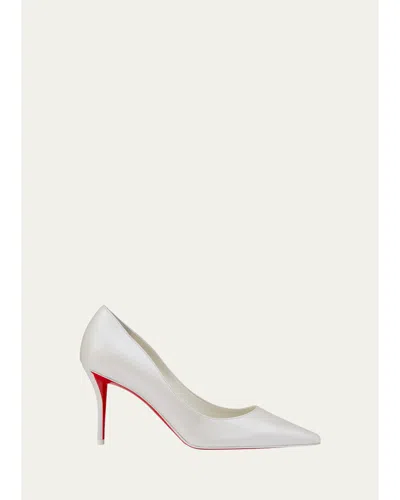 Christian Louboutin 80mm Miss Z Nappa Leather Red Sole Pointed-toe Pumps In Bianco