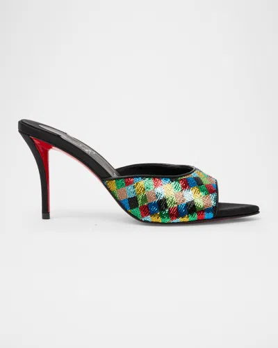Christian Louboutin 80mm Miss Z Sequined Harlequin Mule Pumps In Multi