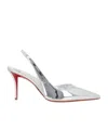 Christian Louboutin Stiletto Heel Pointed Toe Leather Pumps In White