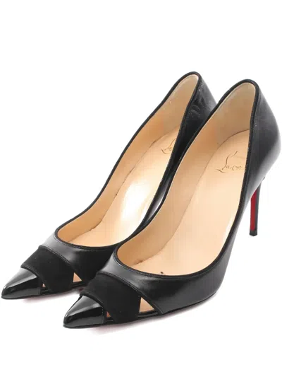 Pre-owned Christian Louboutin 85mm Biblio Suede-leather Pumps In Black