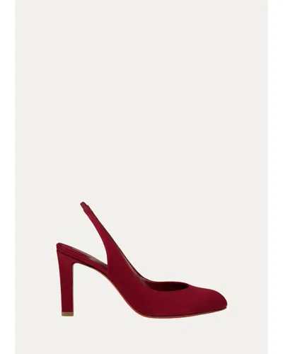 Christian Louboutin 85mm Fanny Love Satin Slingback Pumps In Empire