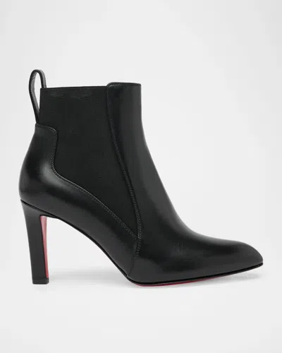 Christian Louboutin 85mm Fannylove Leather Chelsea Booties In Marine