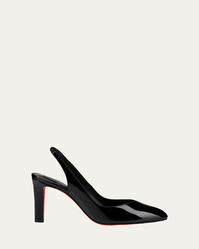 Christian Louboutin 85mm Fannylove Patent Leather Slingback Pumps In Black