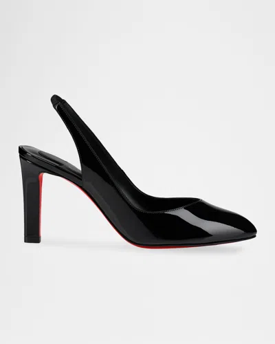 Christian Louboutin 85mm Fannylove Patent Leather Slingback Pumps In Black