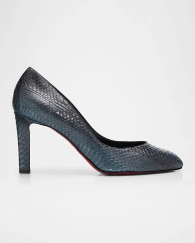 Christian Louboutin 85mm Fannylove Python Pumps In Gray