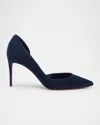 Christian Louboutin 85mm Iriza Suede Half-d'orsay Pumps In Blue