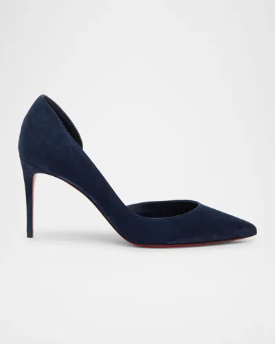 Christian Louboutin 85mm Iriza Suede Half-d'orsay Pumps In Blue