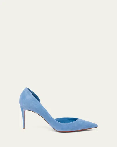Christian Louboutin 85mm Iriza Suede Half-d & Apos;orsay Pumps In Blue