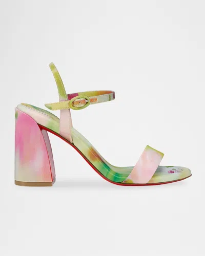 Christian Louboutin 85mm Jane Tie-dye Satin Sandals In Pink
