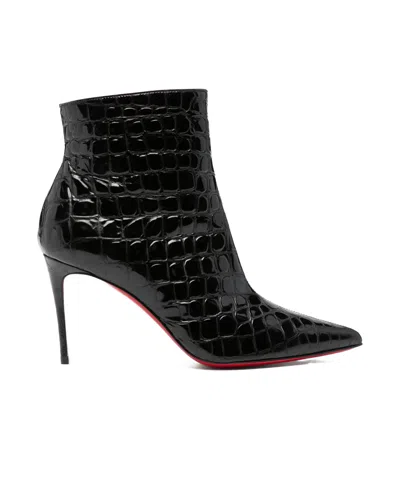 Christian Louboutin 85mm Leather Boots In Black