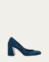 Christian Louboutin 85mm Miss Sab Suede Red Sole Pumps In Blue