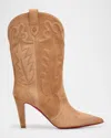 Christian Louboutin 85mm Santia Suede Booties In Brown