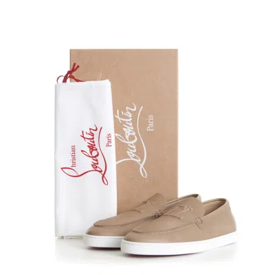 Pre-owned Christian Louboutin 895$ Varsiboat Boat Shoes Loafer - Beige Calf Leather