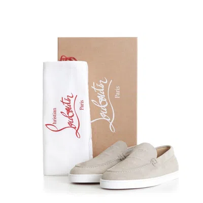 Pre-owned Christian Louboutin 895$ Varsiboat Boat Shoes Loafer - Goose Grey Suede Leather In Gray