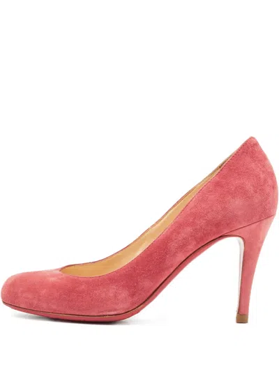 Pre-owned Christian Louboutin 90mm Ron Ron Suede Platform Pumps