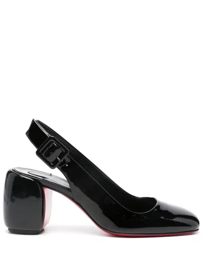 Christian Louboutin Minny Patent Slingbacks 70 In Black