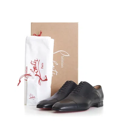 Pre-owned Christian Louboutin 945$ Greggo Lace-up Oxford Shoes - Black Patinated Leather