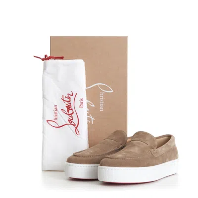 Pre-owned Christian Louboutin 945$ Paqueboat Boat Shoes - Saharienne Beige Calf Leather