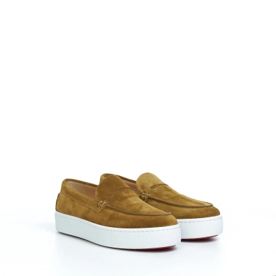 Pre-owned Christian Louboutin 945$ Paqueboat Slip-on Sneakers Cumin Brown Veau Velours