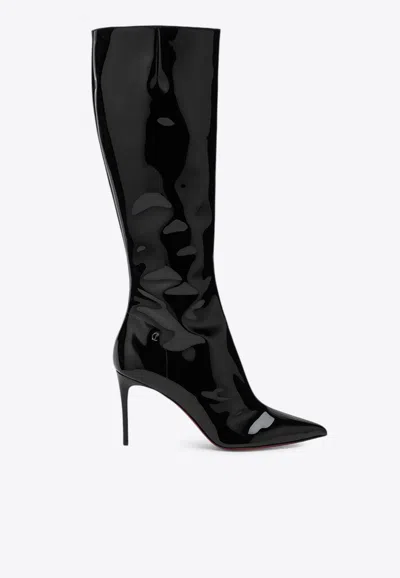 CHRISTIAN LOUBOUTIN 95 PATENT LEATHER KNEE-HIGH BOOTS