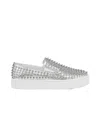 Christian Louboutin Spikeboat Leather Slip-on Sneakers In White