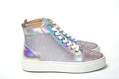 Pre-owned Christian Louboutin Ab/silver Super Lou Strass Fla Sneakers