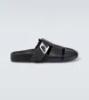 Christian Louboutin Abubizz Leather Slippers In Black
