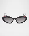 Christian Louboutin Acetate Aviator Sunglasses In Shiny Black With Shiny Pale Gold