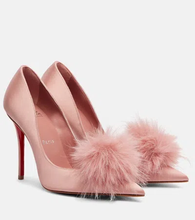 Christian Louboutin Alana 100 Embellished Crêpe Satin Pumps In Pink