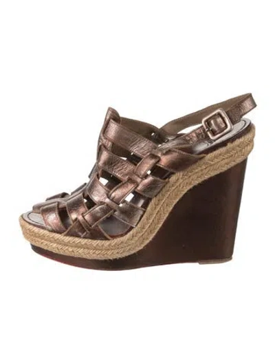 Pre-owned Christian Louboutin Almeria Leather Espadrilles
