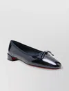 Christian Louboutin Almond Toe Bow Detail Patent Leather Ballerina Shoes In Blue