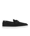 Christian Louboutin Loafers With Contrast Sole And Stitching Accents In Black