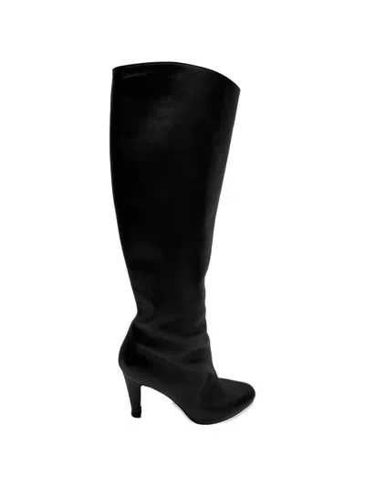 Pre-owned Christian Louboutin Almond-toe Knee-high Boots In Black